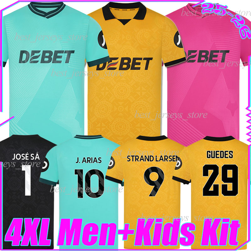 4XL 2025/26 WoLvErHaMpToNes WoLvEs soccer jerseys J.ARIAS TRAND LARSEN GUEDES R.GOMES HEE CHAN BELLEGARDE MUNETSI JOSE SA KALAJDZIC men kids kits sets football shirt