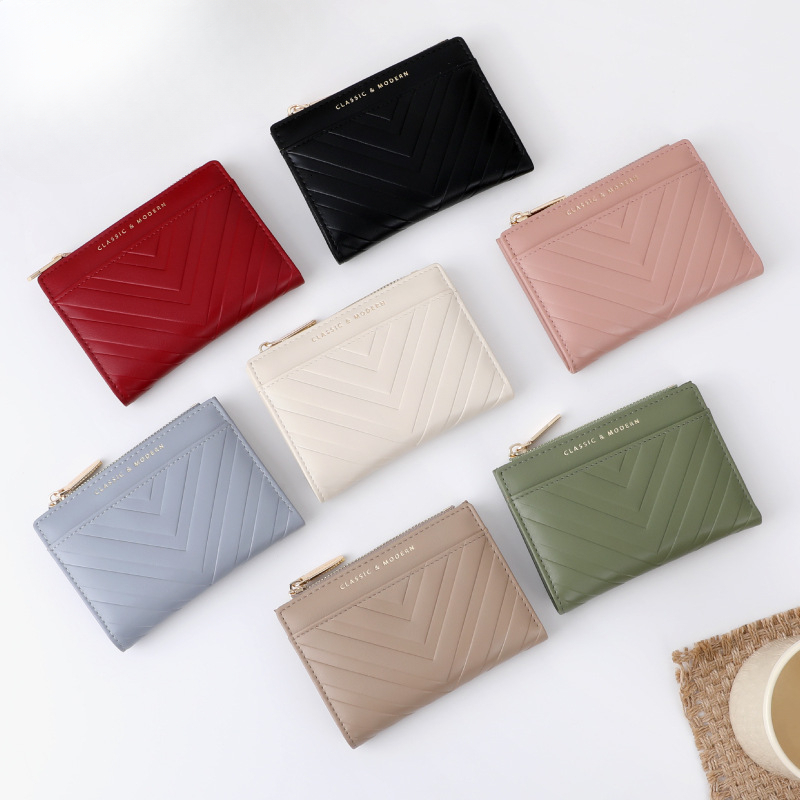A New Italian Striped Embossed PU Leather Women's Wallet With Multiple Card Slots A Cross-border Fashionable And Multi-functional Small Coin Wall