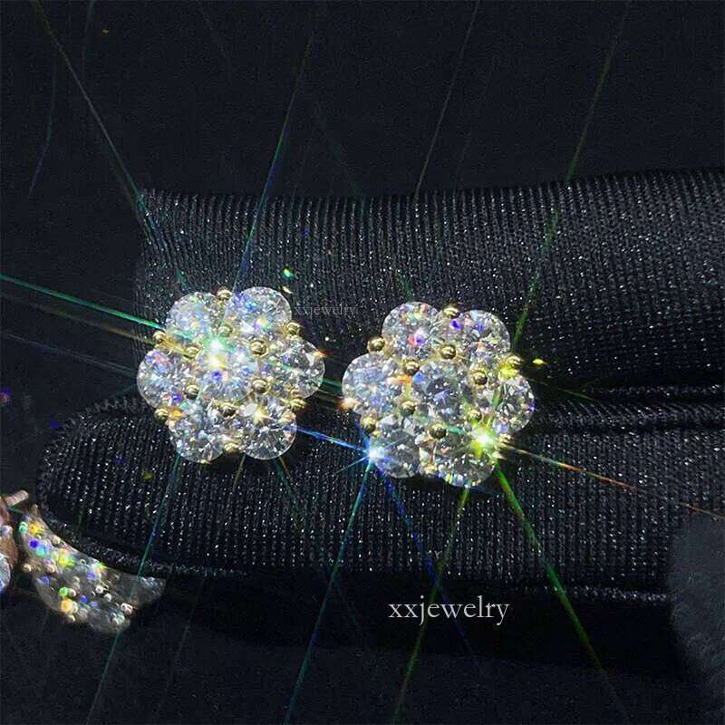 Hot Sale Fashion Jewelry Earrings Gold Plated Sier Vvs-Fl GRA Iced Out Screw Back Moissanite Stud Earring