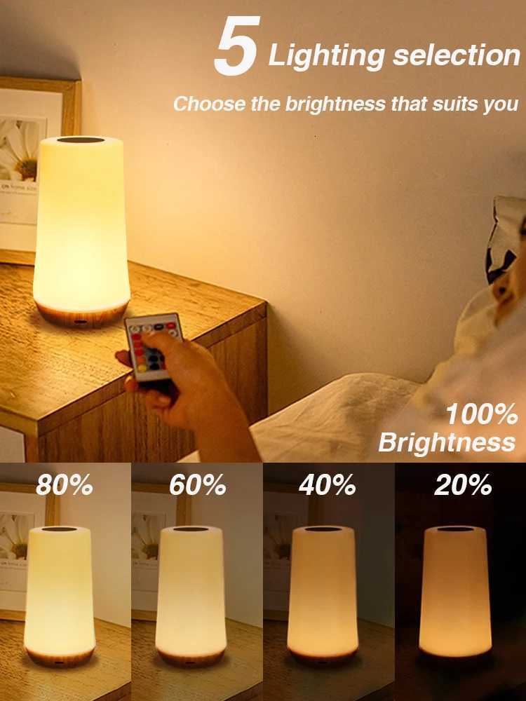 13 Color Changing RGB LED Night Light Table Lamp Remote Control Touch Rechargeable RGB Night Lamp Dimmable Bedside Light R250726