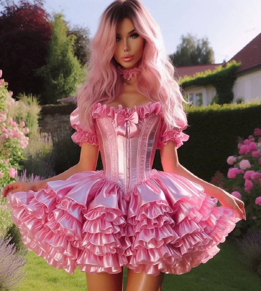 Puffy Short Prom Dresses Corset Ruffles Tiered Mini Ball Gown Cocktail Party Dress Off Shoulder Short Sleeves Hoemcoming Dress 2025
