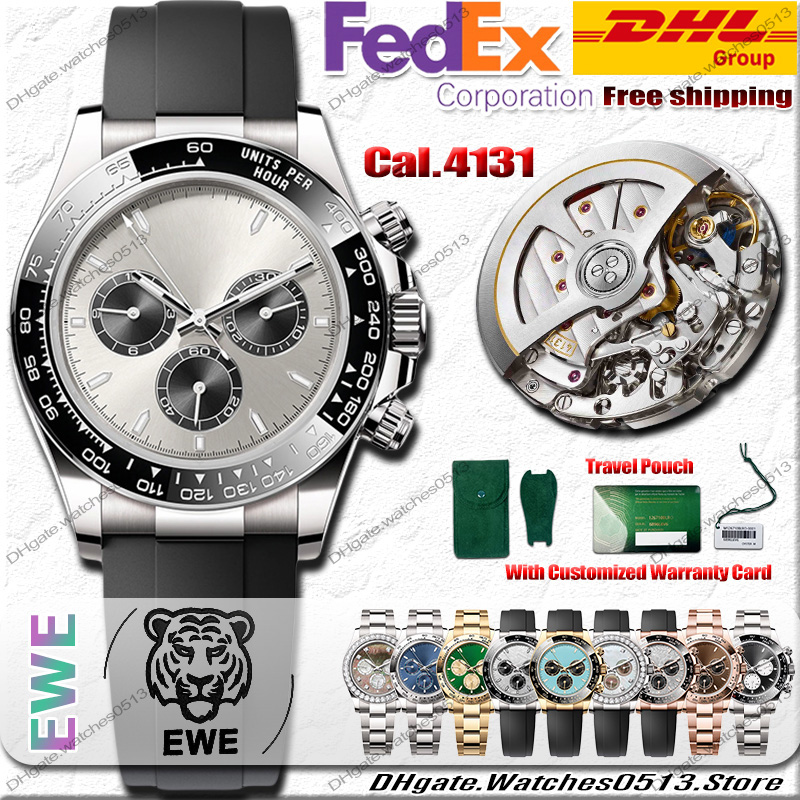 EWE Factory Men Designer Watches 40MM 4131 Automatic Movement 904L Stainless Steel Ceramic Sapphire Luminous Chronograph 10ATM 72H Power Reserve