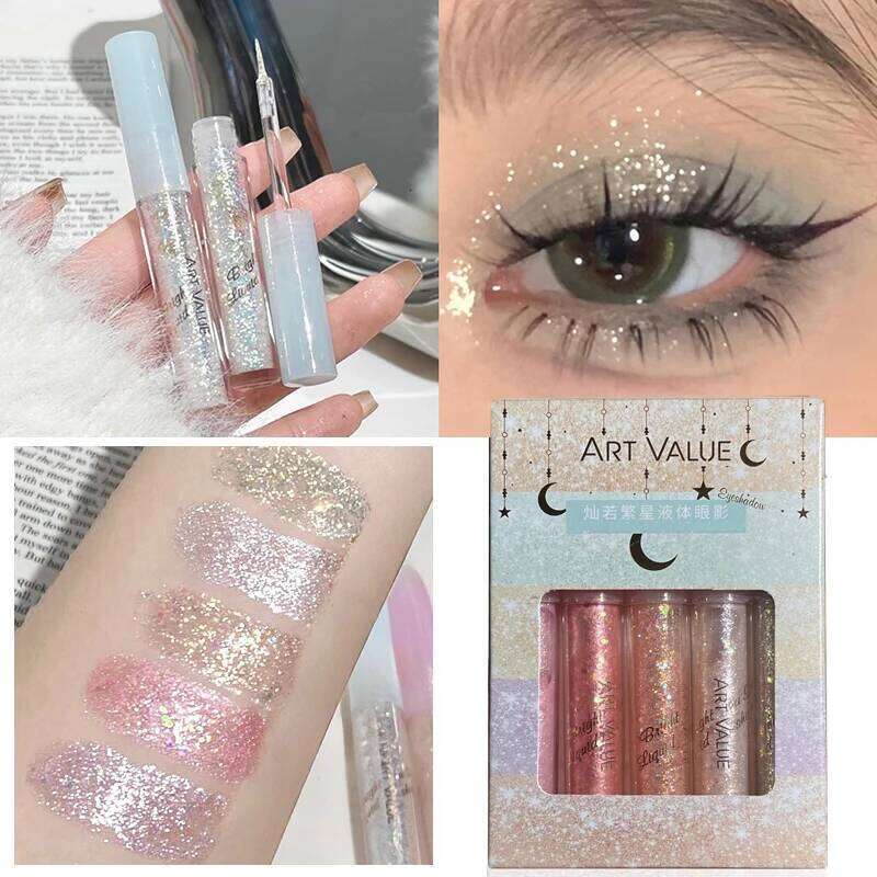 Glitter Blue Liquid Eyeshdaow Stick Kit Crystal Shimmer Shiny Water Highlighter Waterproof Dia Pink ple Sequins Eyeliner X250726