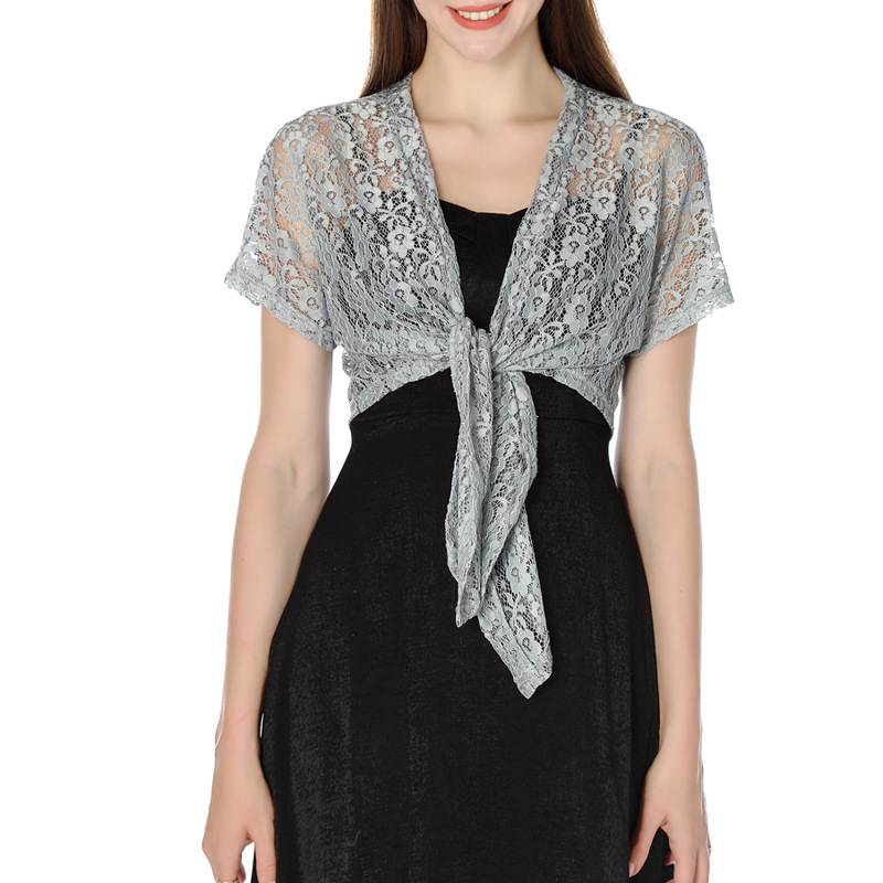 K1496 Lace cardigan shawl cheongsam dress shawl with skirt small waistcoat lace shawl for women