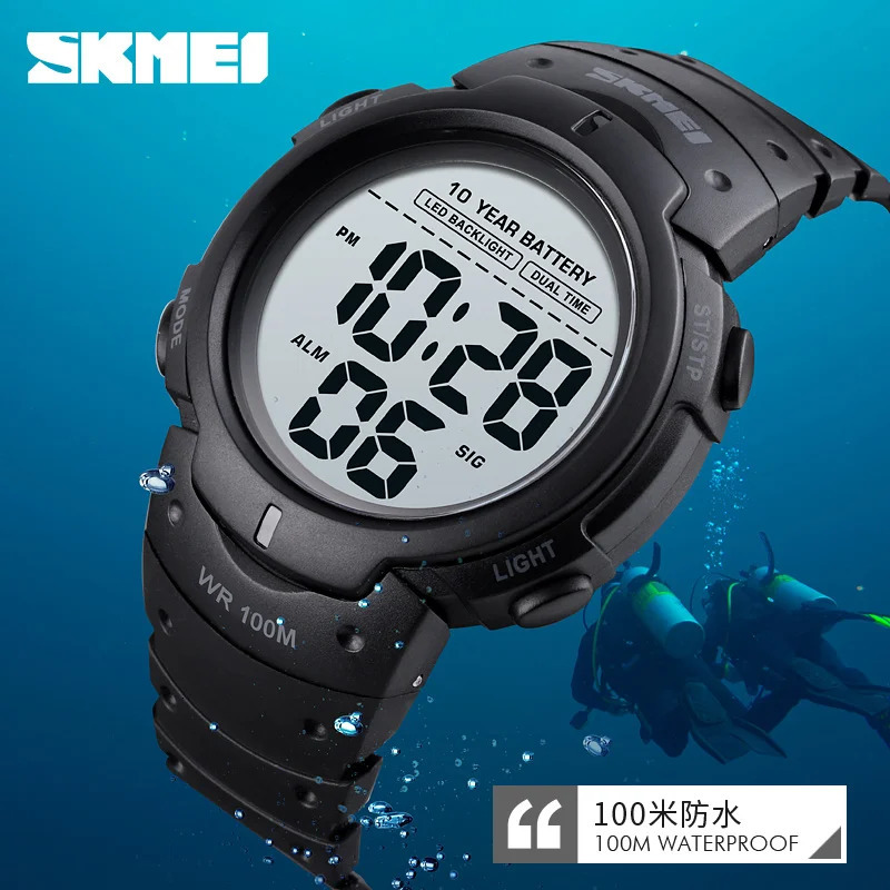 100M Waterproof Digital Wrist Watch for Men with 10-Year Battery Alarm Clock Reloj Hombre 250724