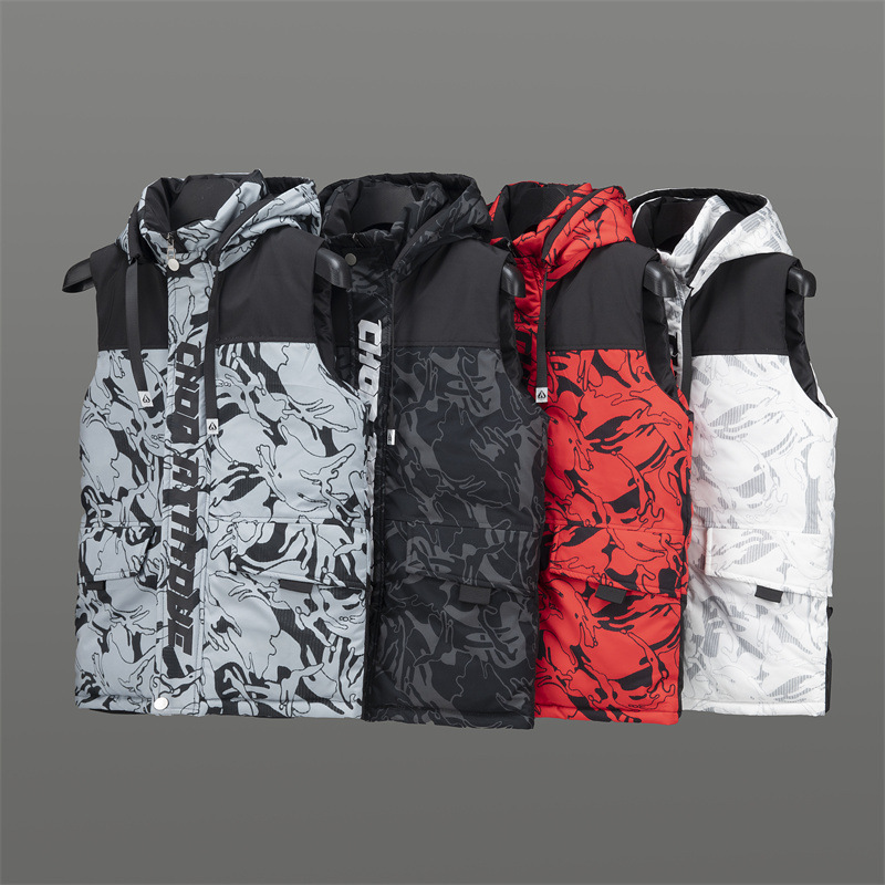 Detachable hat cotton vest mens winter clothing new style hooded cotton vest