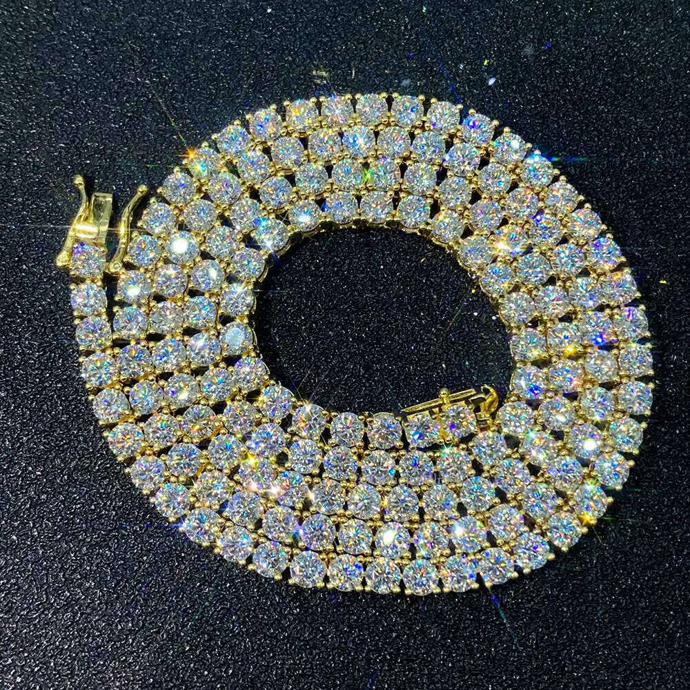 Link Hip Hop Jewelry 4mm Moissanite Sier Tennis Chain Necklaces for Men Women