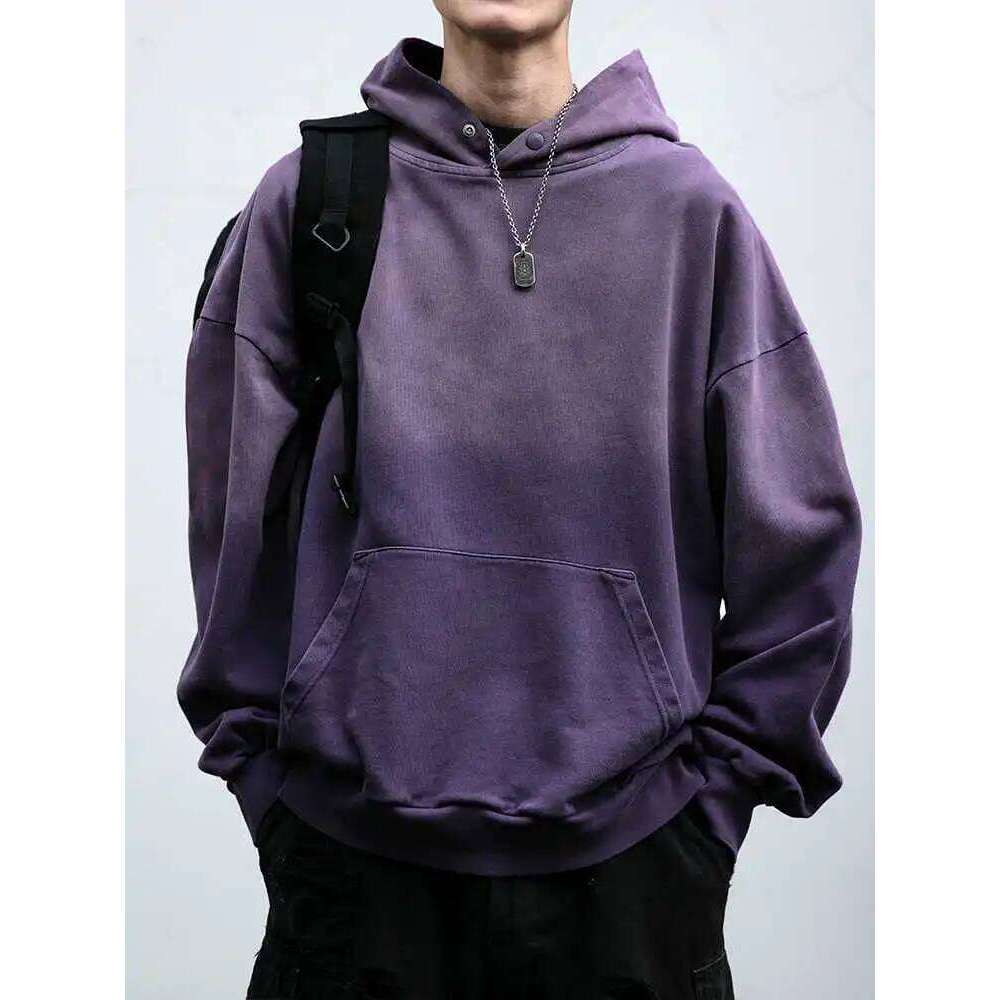 Mens Heavyweight Cotton Hoodie Oversized Streetwear Spring Autumn Garment Dyed Washed Ombre Pullover High Quality Sweatshirt 250726 - view 4