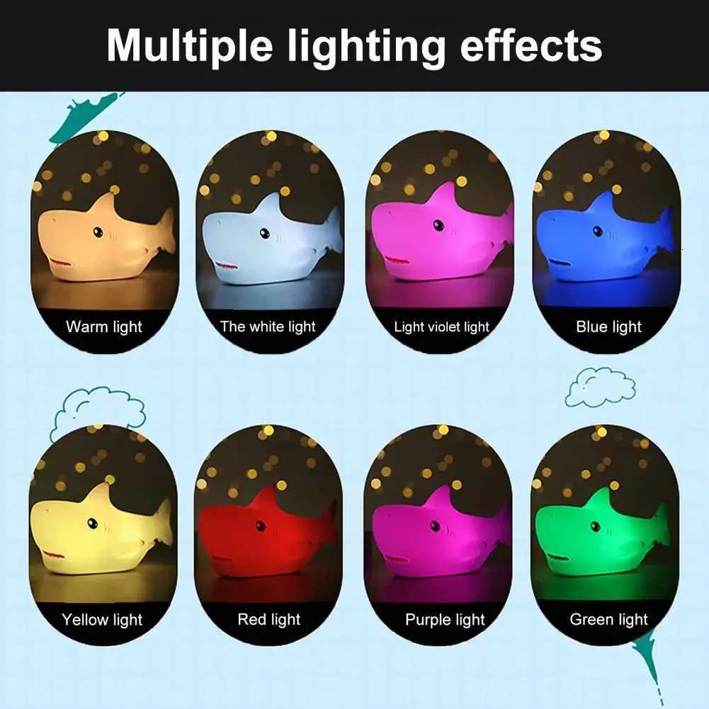 Night Light Adorable Appearance Creative Shape Decorative Lovely Cartoon Shark LED Lamp Bedside Light Decor Shark Night Lamp R250726