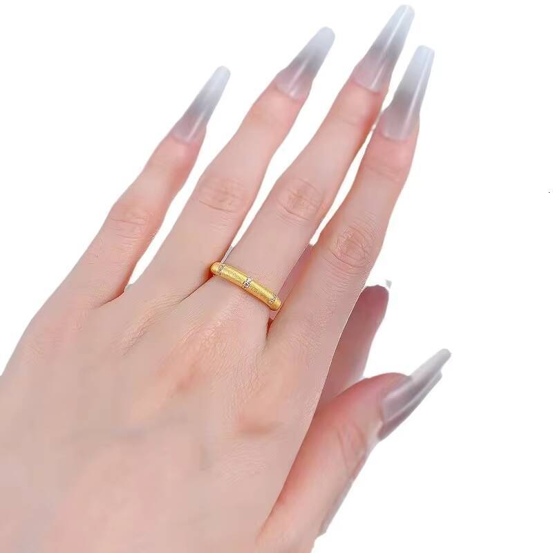 MEENOY Wholesale Price S925 Silver 18K Gold WomenS Jewelry Zircon Inlay Satin Brushed Wide And Narrow Ring