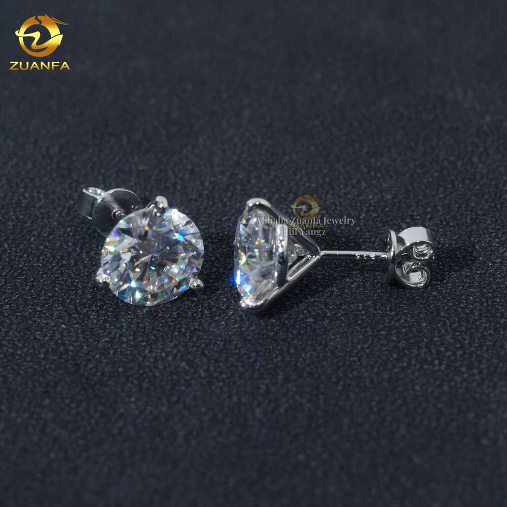Martini Set Moissanite Earrings 9.5mm Large Stone Round Brilliant Cut Sier Wedding Accessories Hip Hop Jewelry