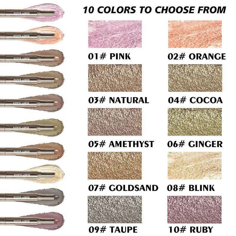 BEAUTY GLAZED 10 Colors Double Ended Highlighter Pencil Shimmer Waterproof Eyeshadow Stick Makeup Cosmetics X250726