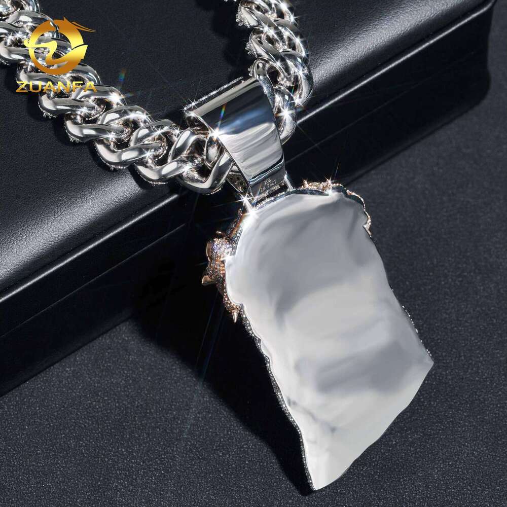Unique Color Blocking Design Plating Over Sier 3" Large Size Fully Iced Out Moissanite Dia Jesus Piece Hip Hop Pendant