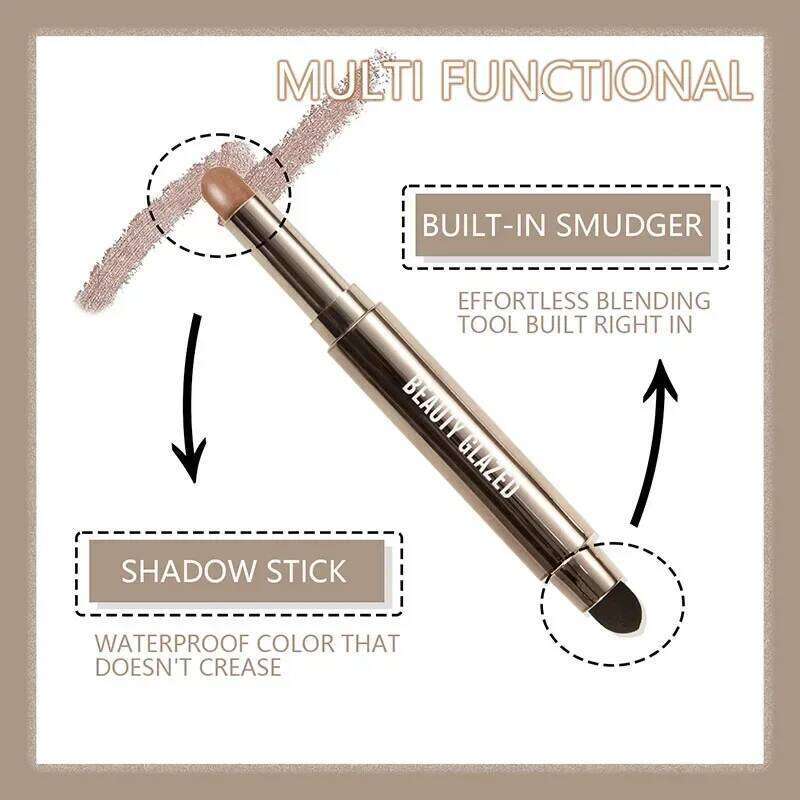 BEAUTY GLAZED 10 Colors Double Ended Highlighter Pencil Shimmer Waterproof Eyeshadow Stick Makeup Cosmetics X250726