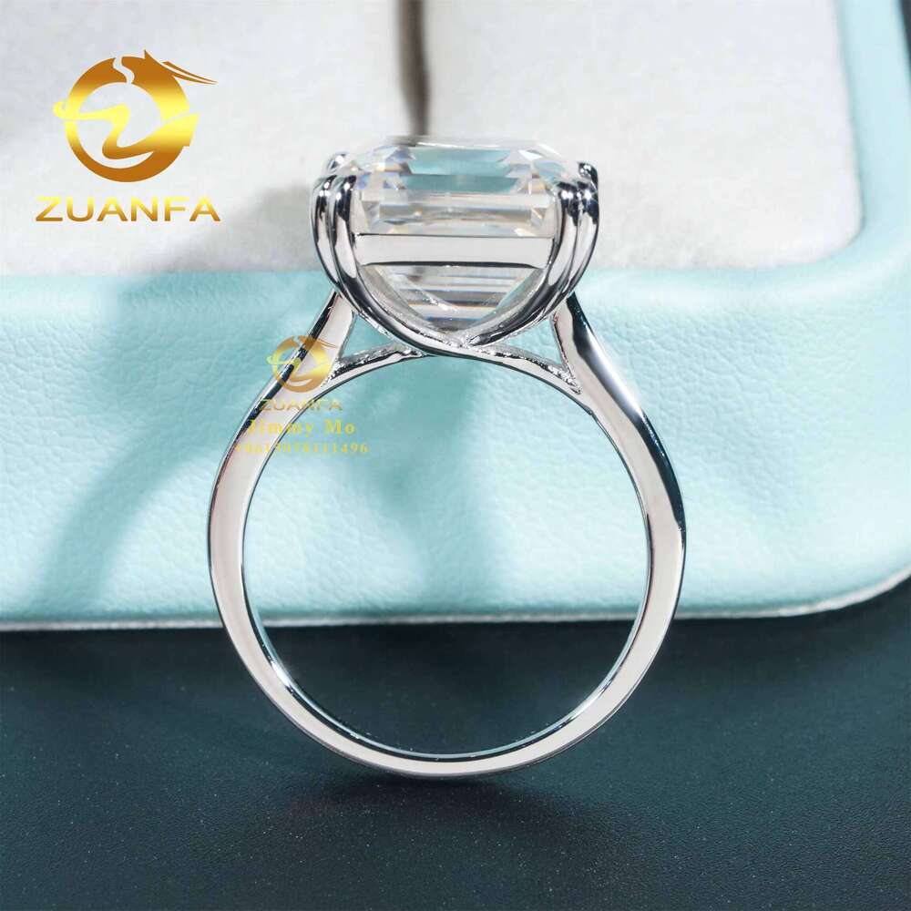 Custom Hidden halo Wedding Bridal Jewelry Solid Sier D Color 8ct Moissanite Asscher Dia Engagement Ring Women