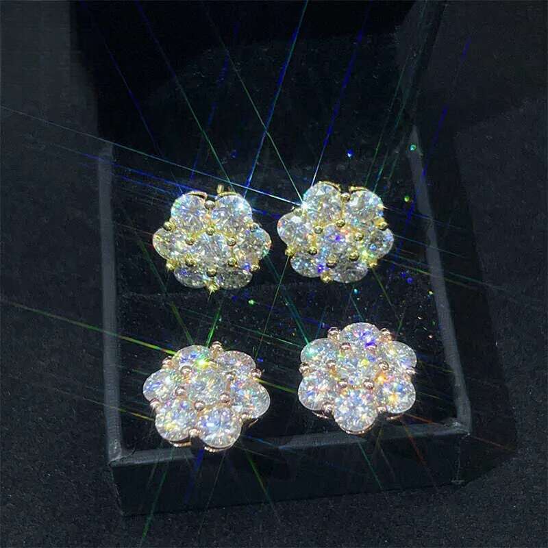 Hot Sale Fashion Jewelry Earrings Gold Plated Sier Vvs-Fl GRA Iced Out Screw Back Moissanite Stud Earring
