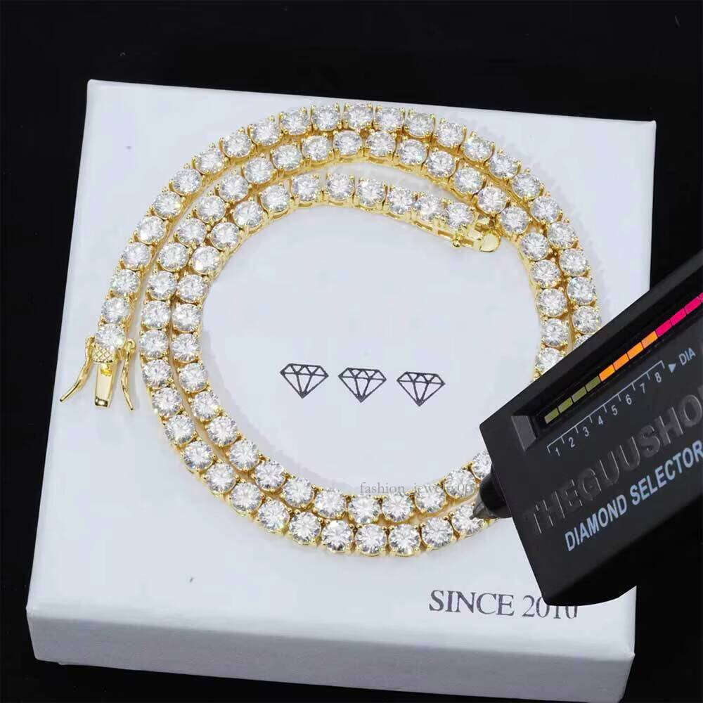 Fine Jewelry Hip Hop Sterling Sier VVS Moissanite Dia Classic 3MM Tennis Chain Necklace for Men Women