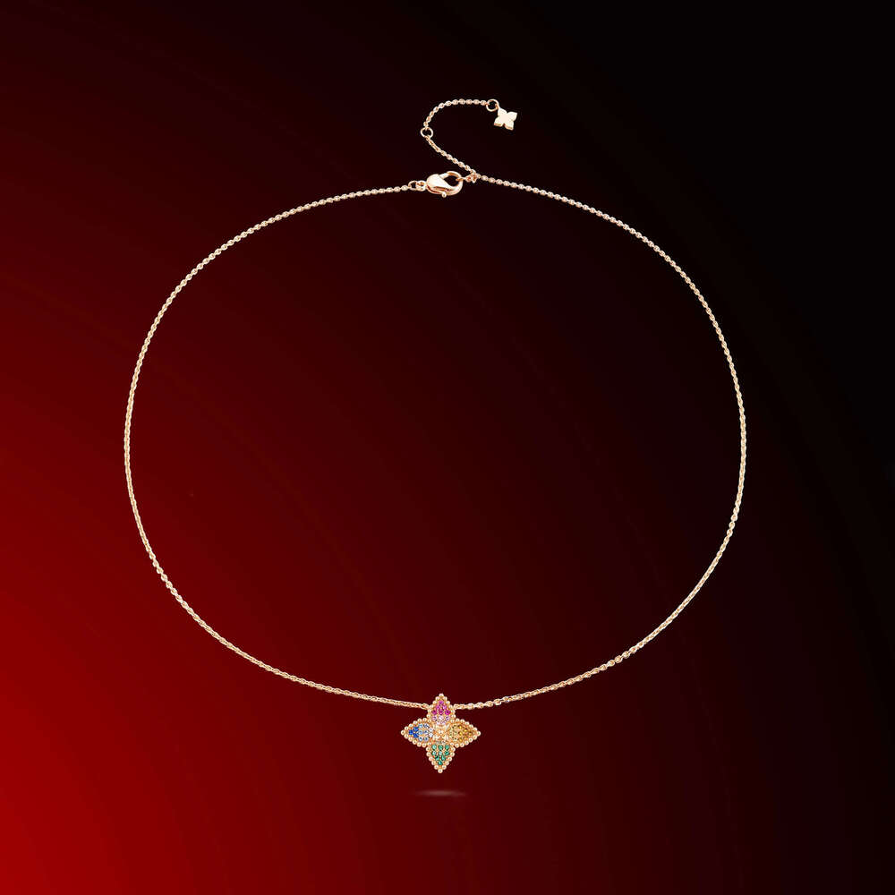 New Summer Hot Luxury Jewelry Designer Necklace Earrings Colored Dopamine four-leaf clover Necklace Premium Color Diamond Clover Earrings Necklace Set