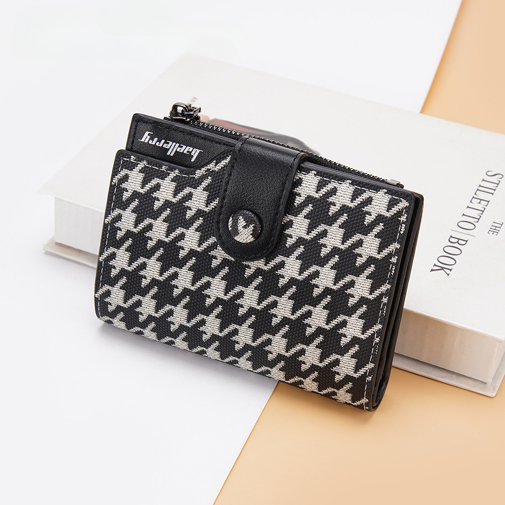Luxury Brand Designer Bag New Short Korean-style Checkered Multi-slot Zipper Coin Purse For Women