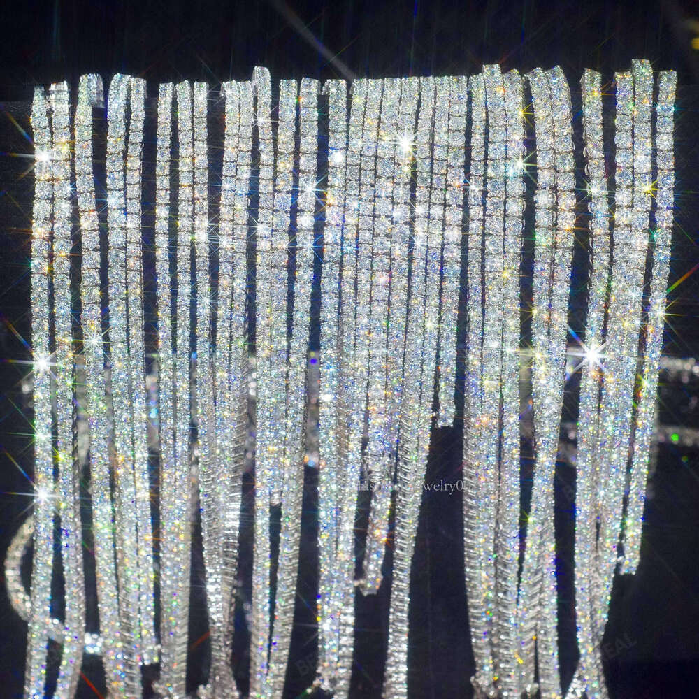 Factory Wholesale Iced Out VVS Moissanite Dia Real Solid Tennis Chain Bracelet 6mm 7mm 8mm 9mm Custom 10K 14K Gold