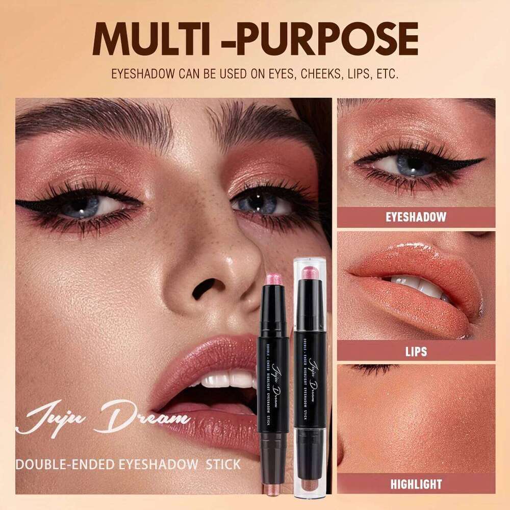 Double-headed eyeshadow sticks, colored glitter brown high-pigment waterproof cream, eye shadow pencil long-lasting cosmetics X250726