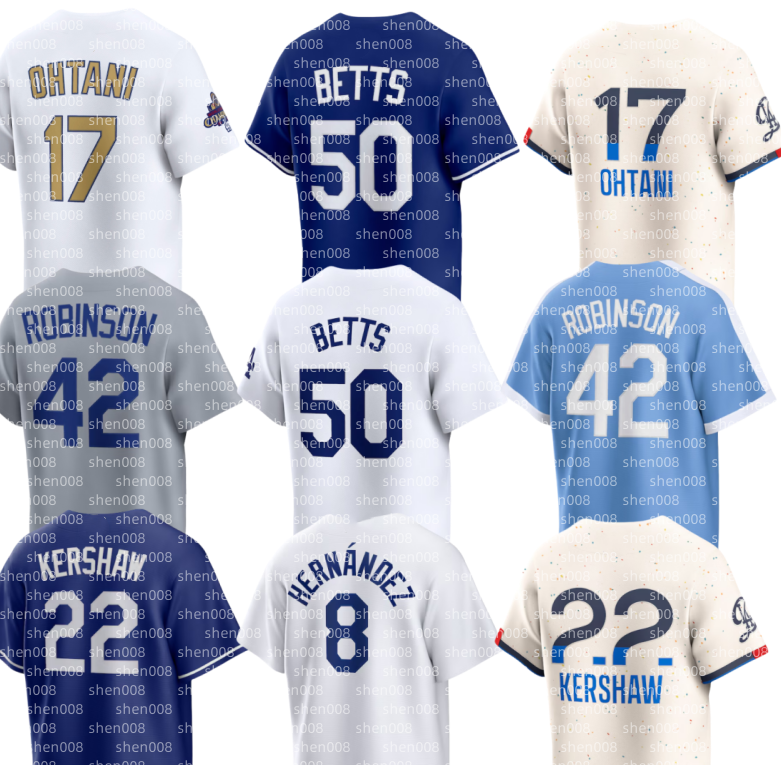 Dodgers Baseball Jersey Jackie Robinson Fernando Valenzuela 17 Shohei Ohtani Mookie Betts Freddie Freeman Yoshinobu Yamamoto Hyeseong Kim Enrique Hernandez