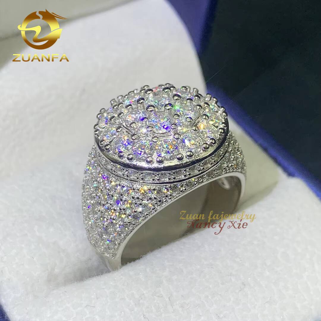 Iced Out Pass Diamond Tester Jewelry Men 925 Sterling Silver Vvs Moissanite Hip Hop Ring