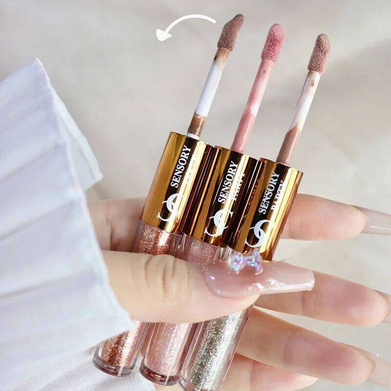 2 In 1 Double-head Dia Liquid Eyeshadow Brightening Lightweight Waterproof Matte Contour Blush Silkworm Glitter Eye Makeup X250726