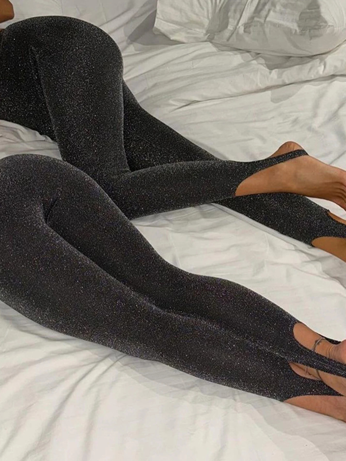 Fashion Knit Bright Silk High Stretch Solid Color Pants Bright Silk Leggings Tight Foot High Stretch Pants For Women 250724