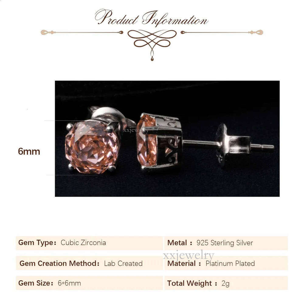 Potiy 2ct 5A Octagon Rose Cut Cubic Zirconia Morganite Pink Solitaire Stud Earrings Gift For Her Sterling Sier 250122