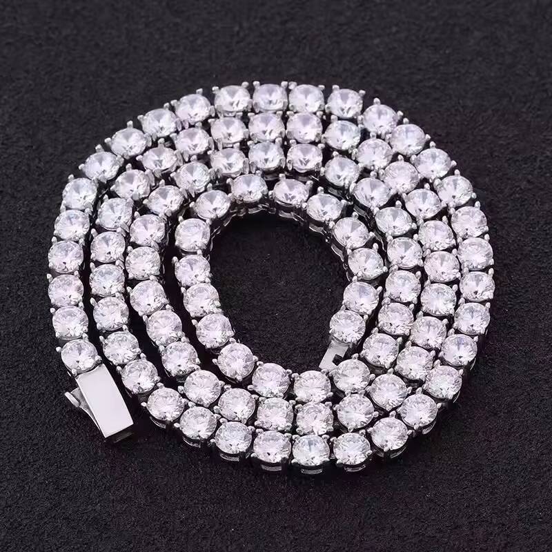 Factory Price Tennis Bracelet necklace Pass Diamond Tester Vvs Moissanite Hip Hop Jewelry Silver Lab Diamond Tennis Chain