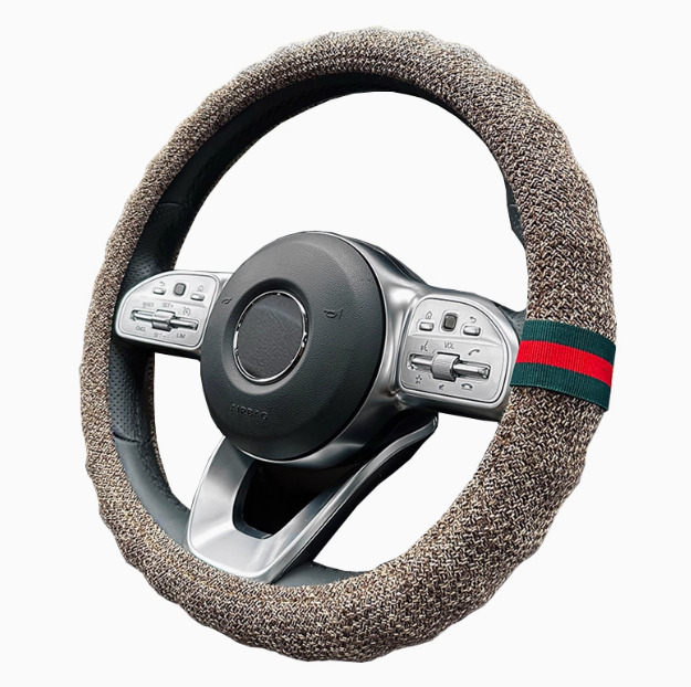 Aicheng Four Seasons Summer Color Striped Linen Non-Slip Suitable Flat Thin Sweat-Absorbent Breathable Car Steering Wheel Cover 250726