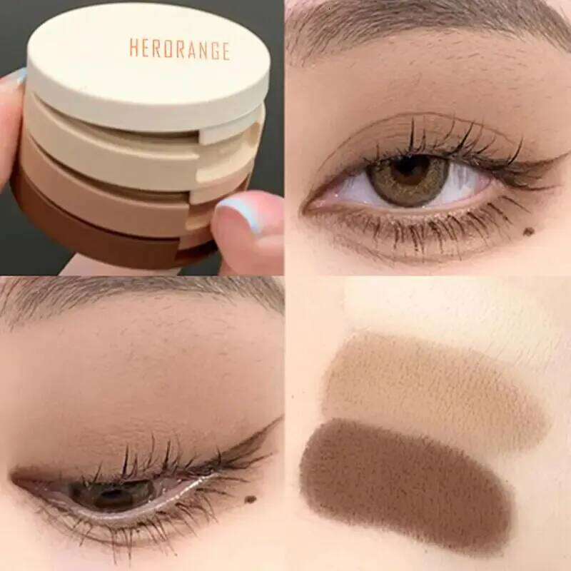 3 Warna Cute Nude Glitter Eyeshadow Palette Kosmetik Pelbagai Fungsi Pembayang Mata Tricolor Pearlescent Sand aron Eyesha X250726