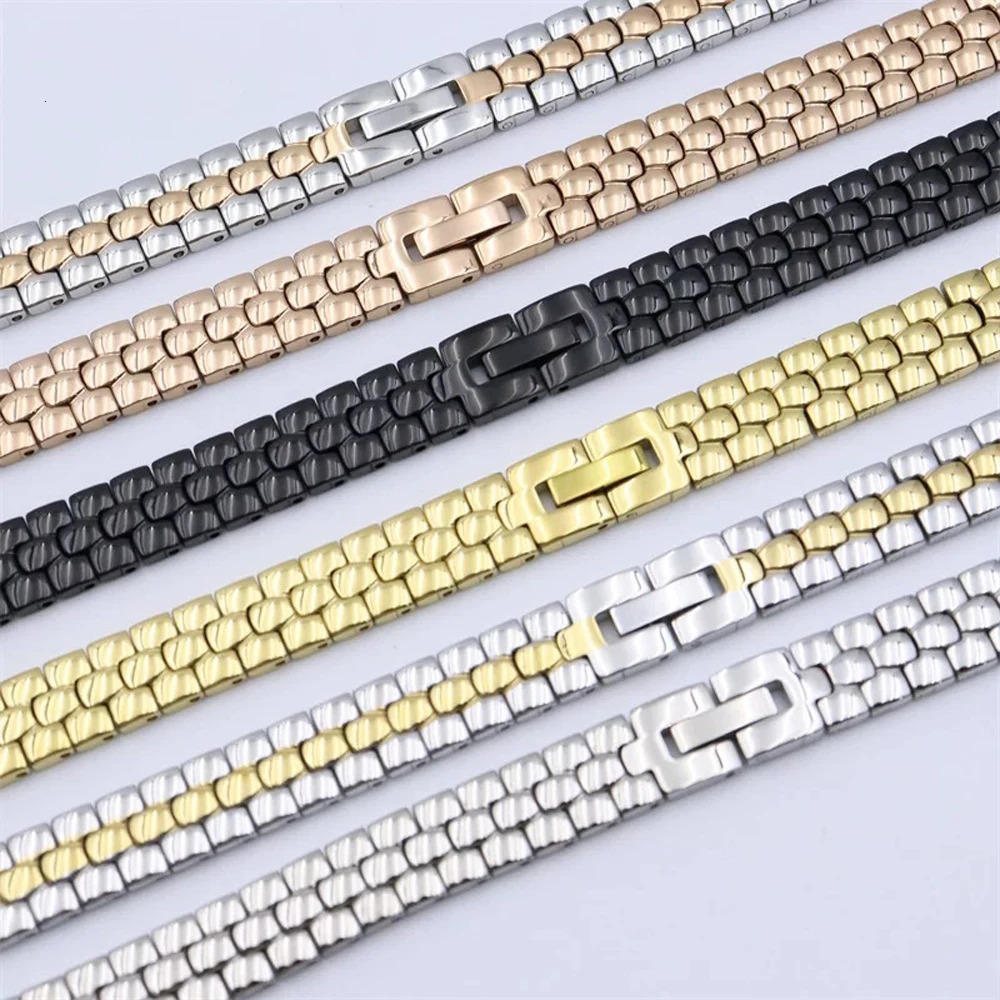 6mm 8mm 10mm 12mm 14mm 16mm For any Women Stainless Steel Watch Band Strap ceramic Watchband Rose gold Mesh belt Bracelet 250725