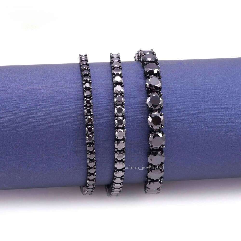 GRA Certificate Double Safety Clasp Hip Hop Sier Black Moissanite Dia Tennis Chain Bracelet