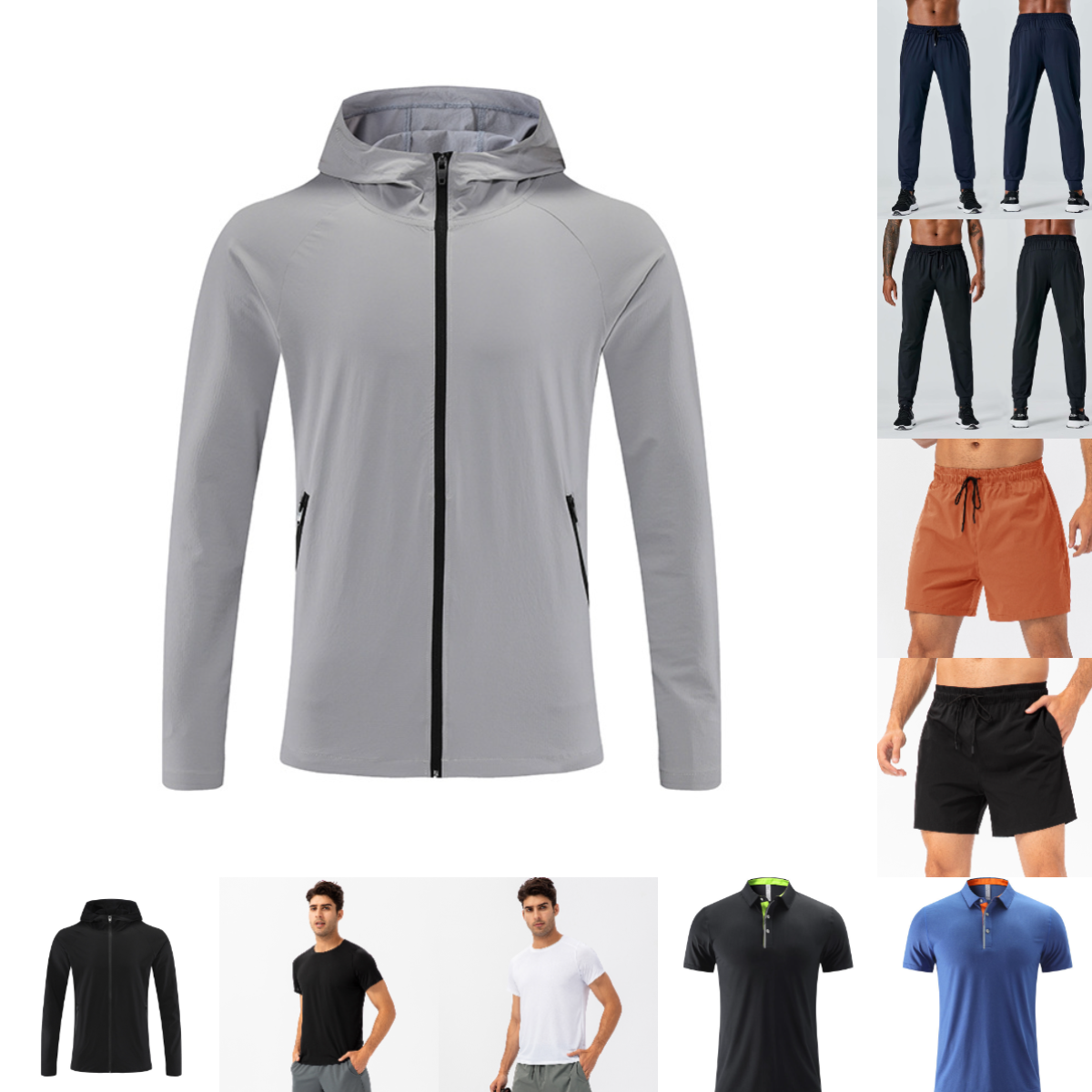 Men Jogger Long Pants Sport Zipper Hooded Jacket OutdoorMountaineering Quick Dry Windproof Fashion Trend Jacket Sportswear Hot sale