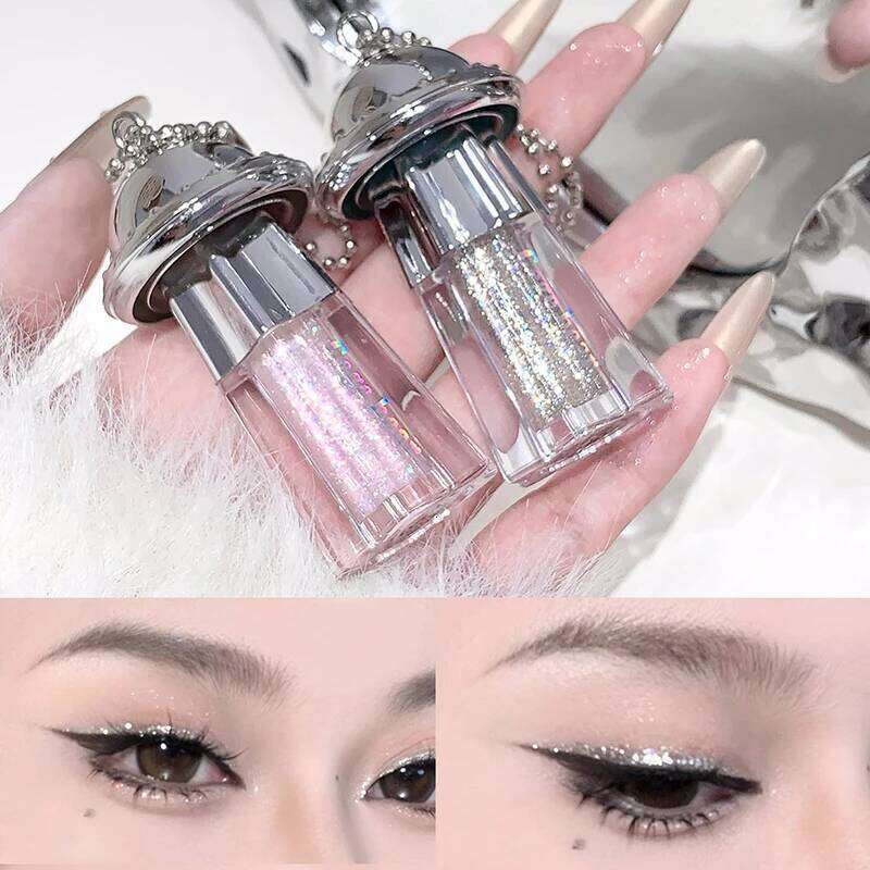 Glitter Liquid Eyeshadow Key Chain Pearlescent Shimmer Sparkling Sequins Eye Shadow Highlighter Waterproof Portable Eyes Makeup X2507