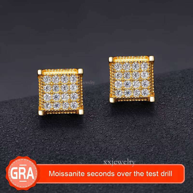 Morganite can be tested using an ear ring.S Sterling Sier Stud Earrings D Color 1.2mm Silicon Stone Inlaid Fine Craftsmanship fashion Wedding