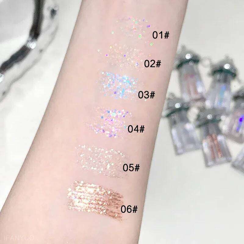 6 Colors Pearl Glitter Liquid Eyeshadow lti-pose Fine Sparkling Dia Wet Shadow Brightening Contouring Makeup Cosmetics X250726