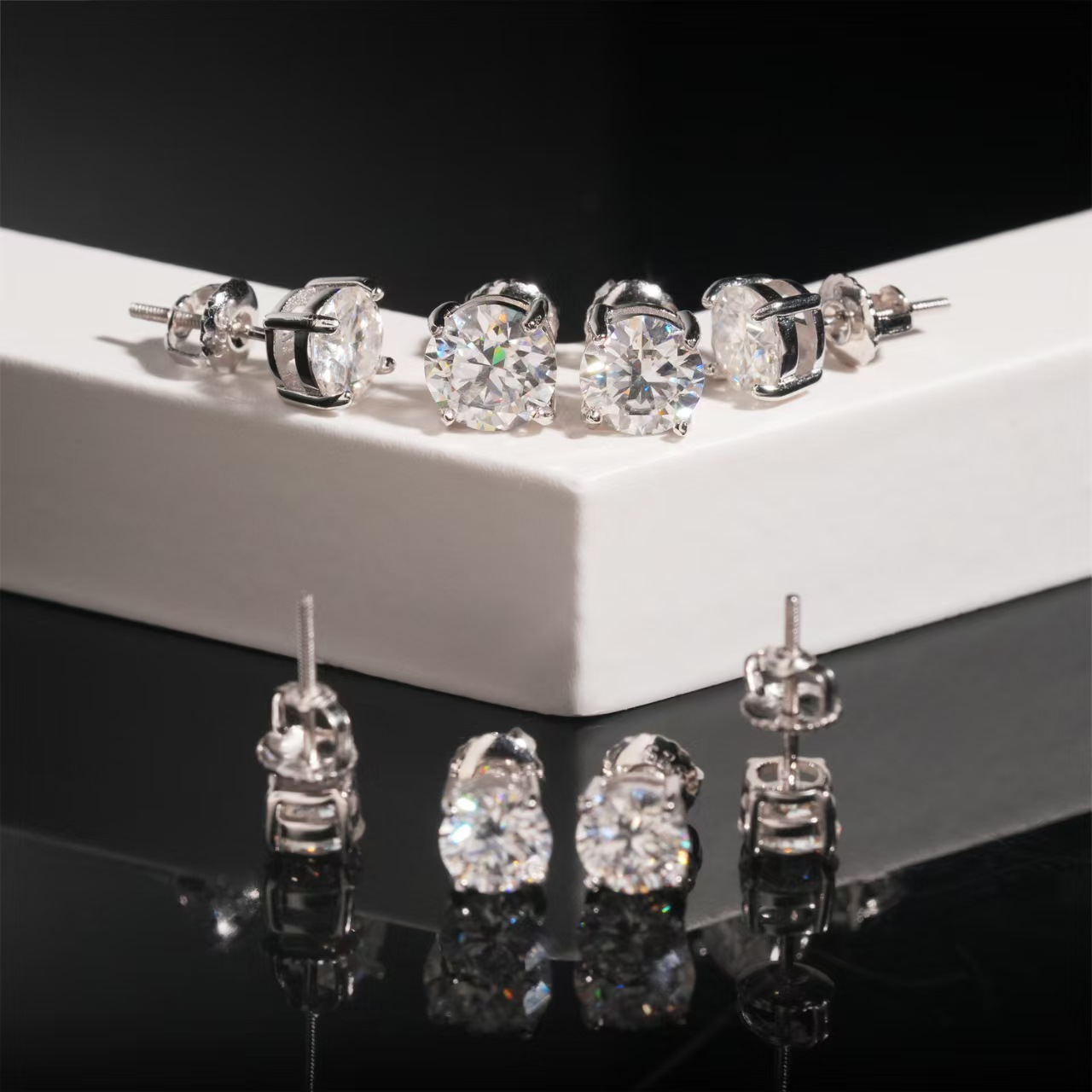 Screwback earring 3mm-10mm piercing jewelry 4 prongs set CVD HPHT lab grown stud in VVS Free shipping