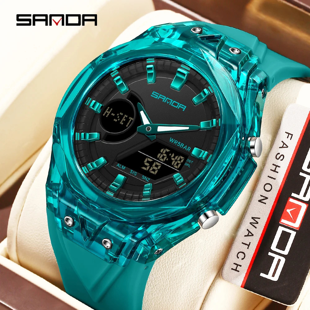 6283 Fashion Electronic Quartz Watches for Men Dual Display Students Luminous Alarm Clock Shockproof Sports Digital Watch 250724