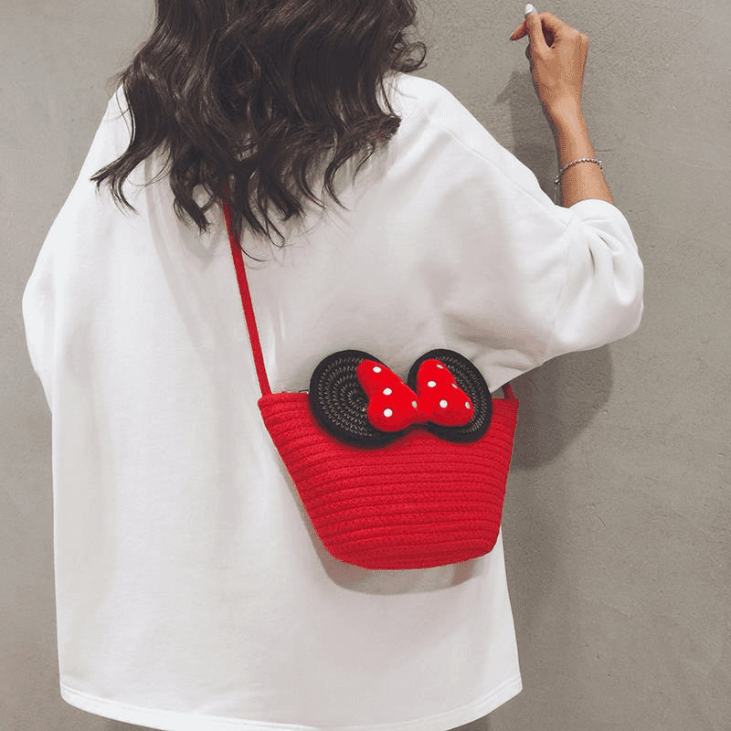 Designer Summer Red Cute Straw-woven Women's 2025 New Niche Mobile Phone And Beach Woven Crossbody Bag