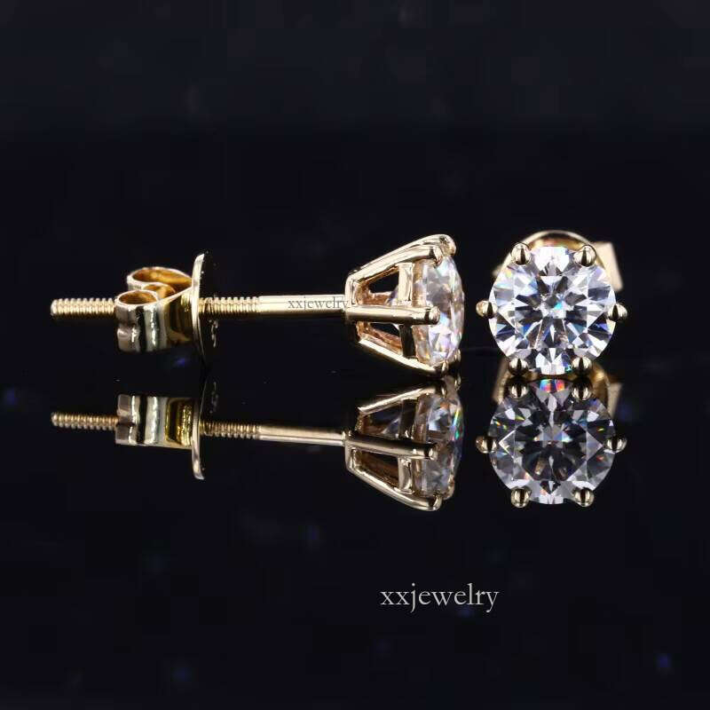 starsgem moissanite jewelry white/rose/yellow gold 14k earrings, suitable for girls and women