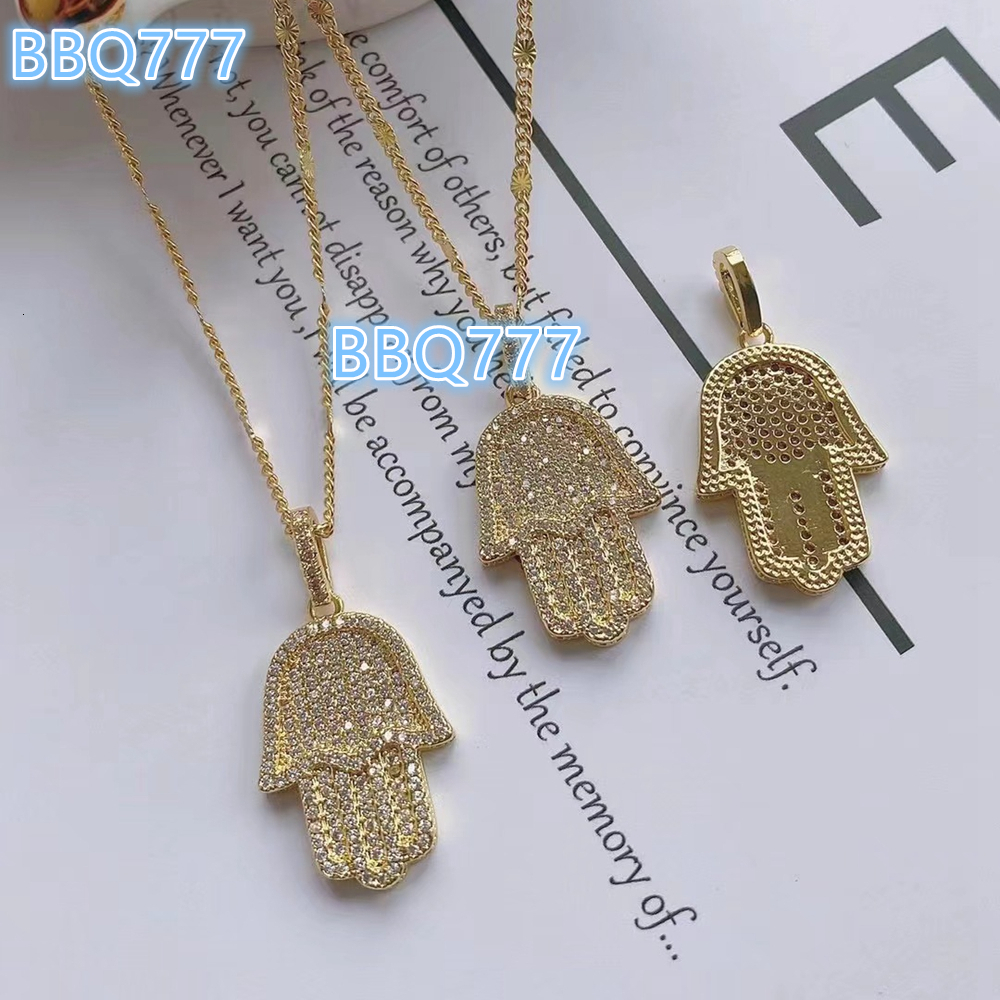 Hamsa Pendants Necklaces Cubic Zirconia Fatima Hand Gold Jewelry
