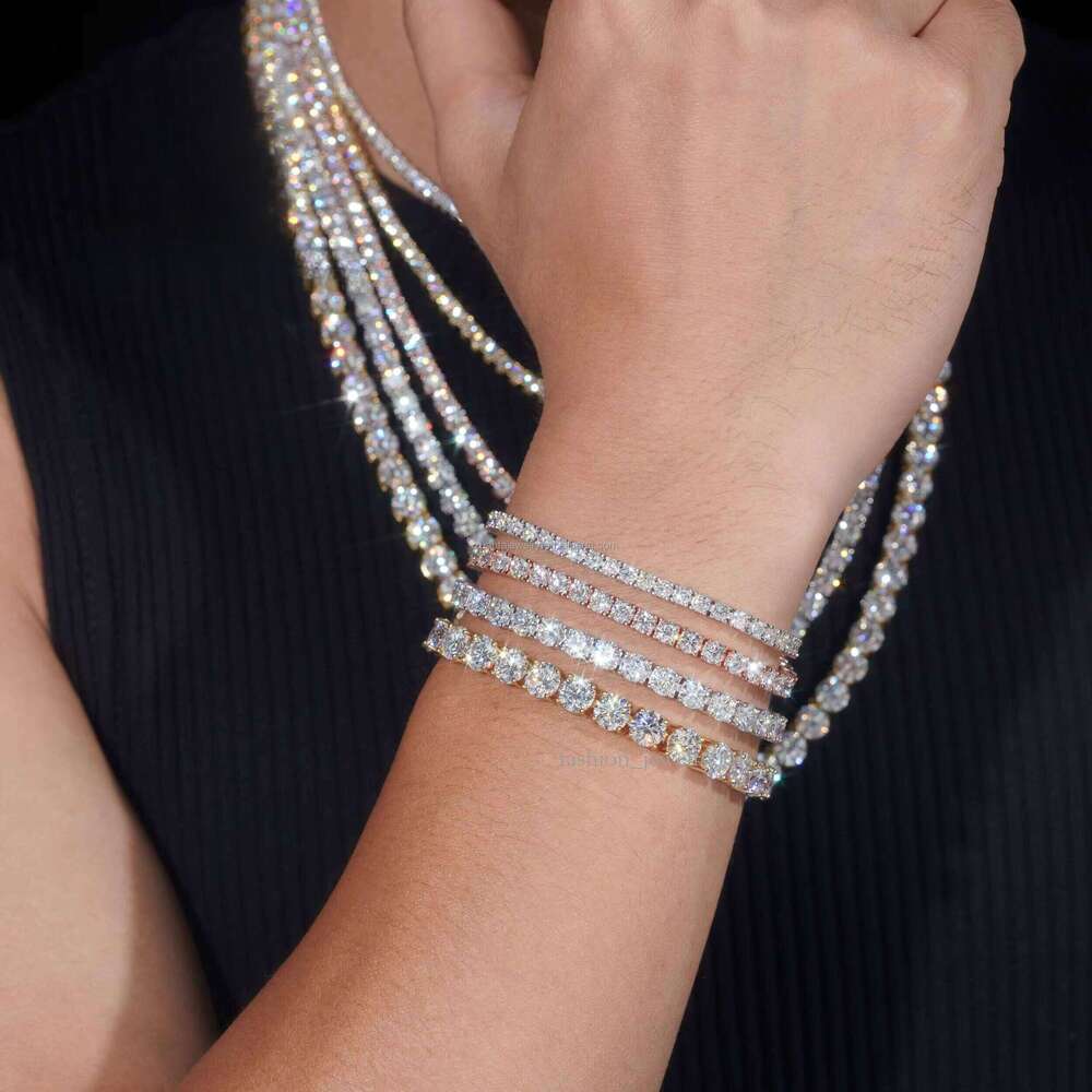 Best Selling Bulk Stock Iced Out Chains Sier S 3mm 4mm 5mm VVS1 Moissanite Tennis Chain Necklace for Women and Men