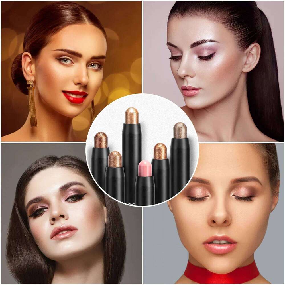 Pearlescent Double Ended Eyeshadow Stick with Brush Eyes Makeup Contour Tint Highlighters Pencil 2 in1 Glitter Eye Shadow X250726