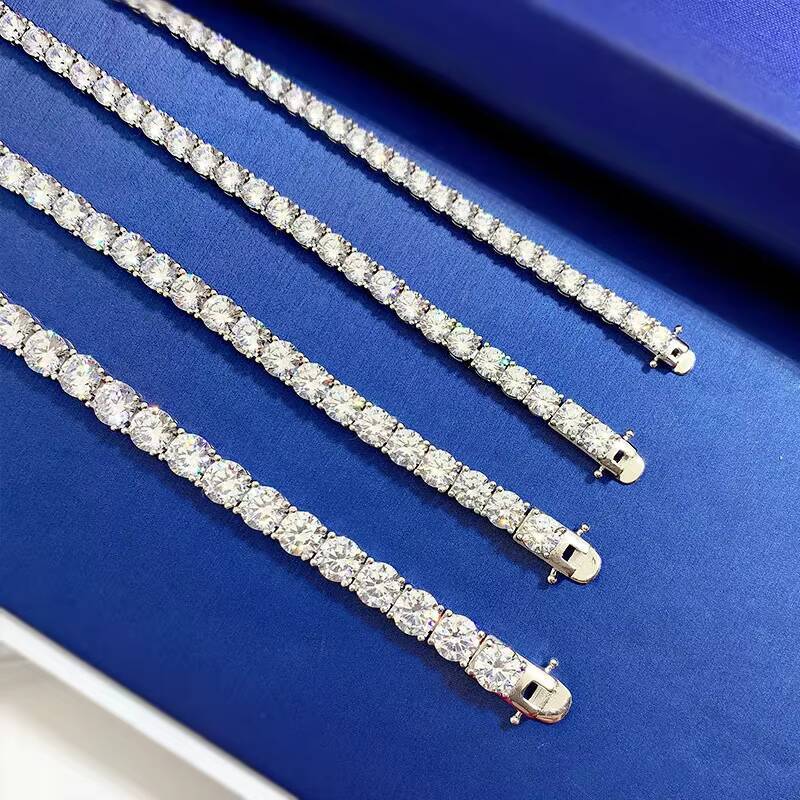 MEENOY Factory Price Trendy 925 Silver Jewelry Moissanite Lab Diamond Tennis Bracelet for Women