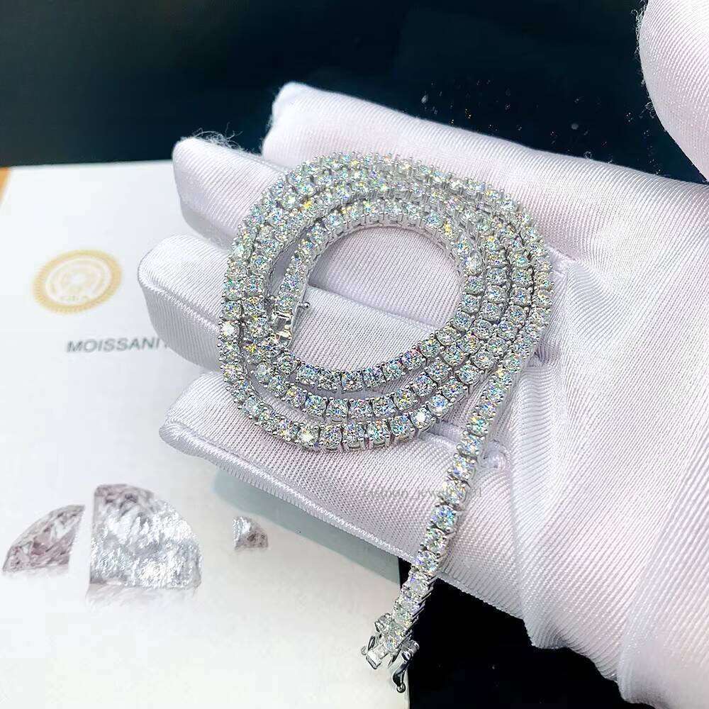 Link Hip Hop Jewelry 4mm Moissanite Sier Tennis Chain Necklaces for Men Women