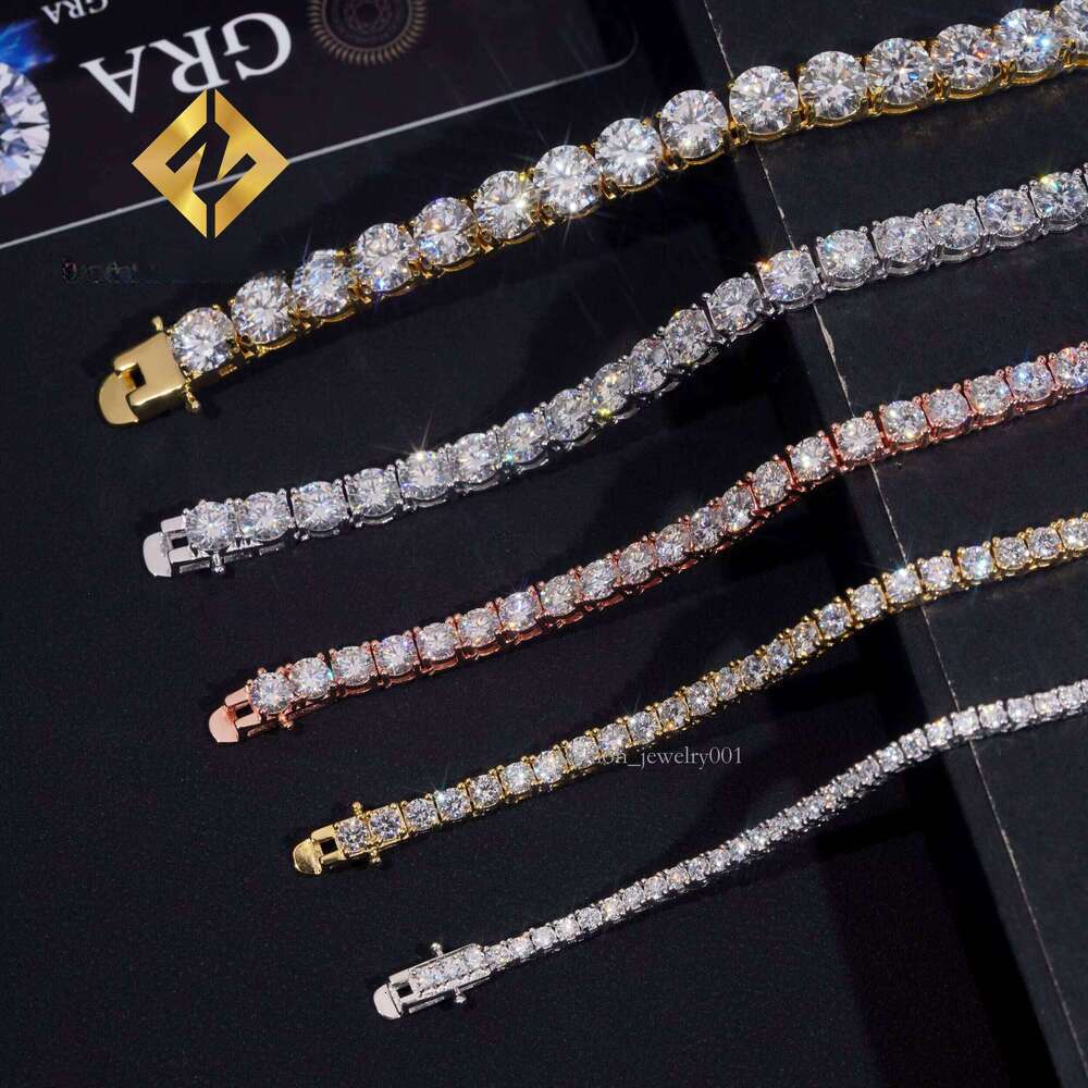 Best Selling Bulk Stock Iced Out Chains Sier S 3mm 4mm 5mm VVS1 Moissanite Tennis Chain Necklace for Women and Men