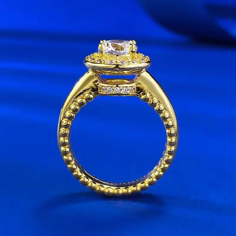 MEENOY Ins Style 925 Sterling Silver Light Luxury Old Money Coin 18K Gold Diamond Wedding Ring for Women